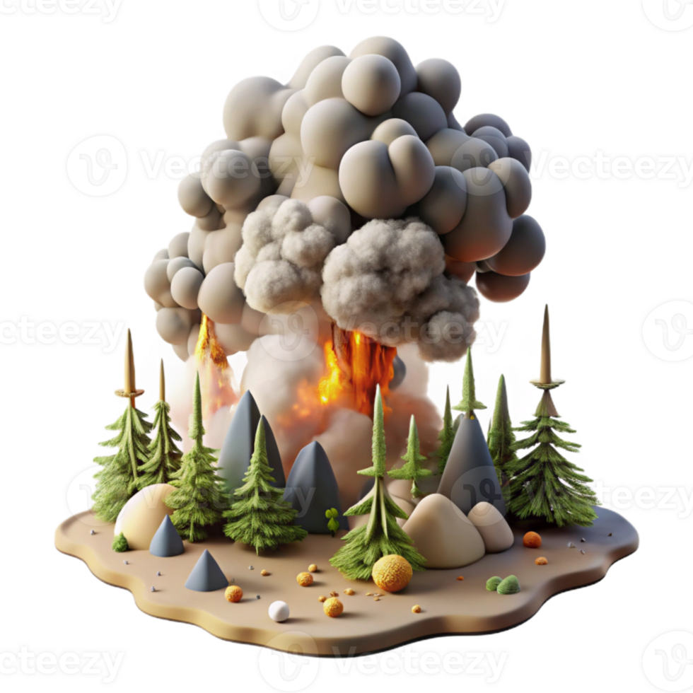 dramatic rustic Forest Fire Smoke Billowing Transparent Cutout authentic png
