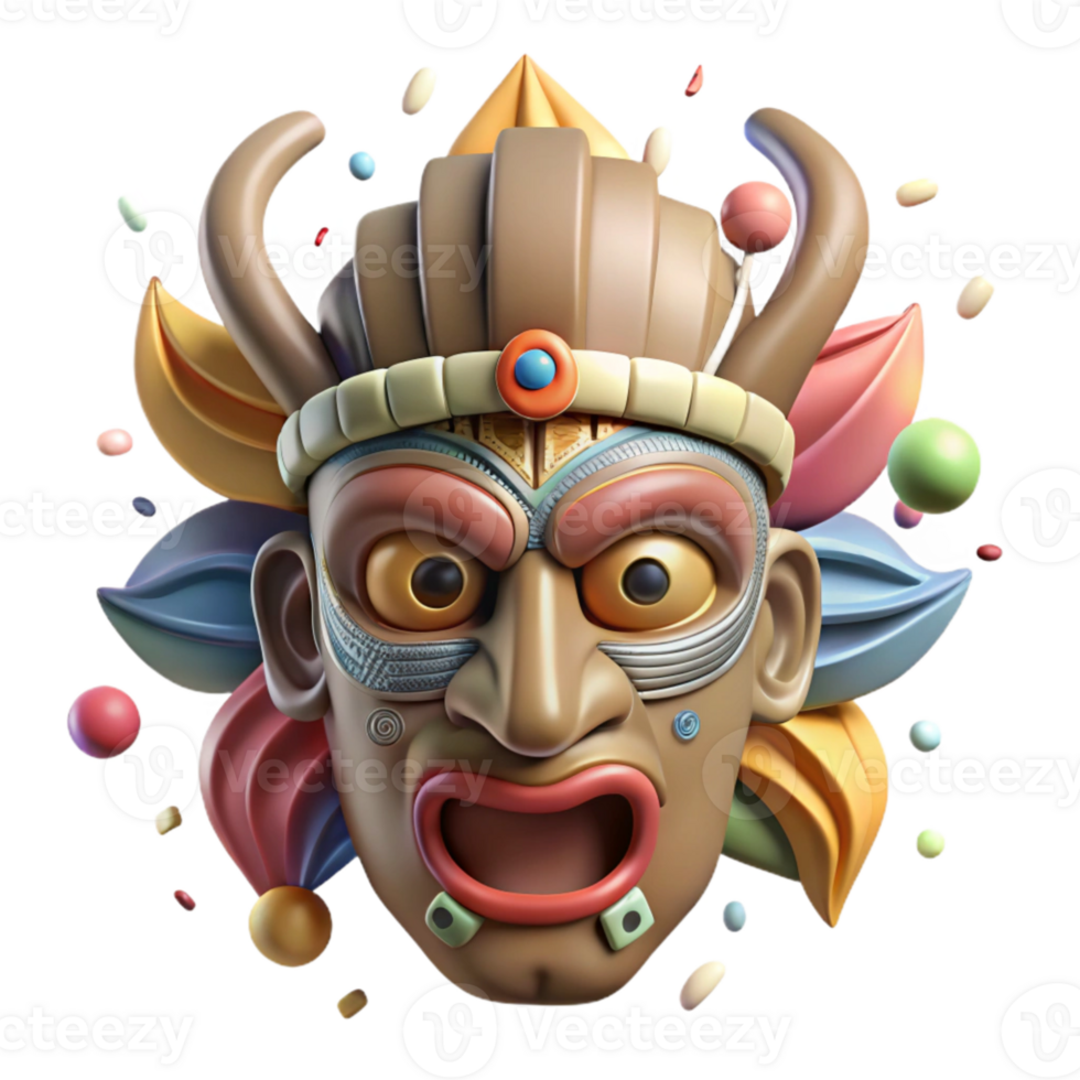 stunning rustic Ancient Mask Tribal Design Cutout with Detail png