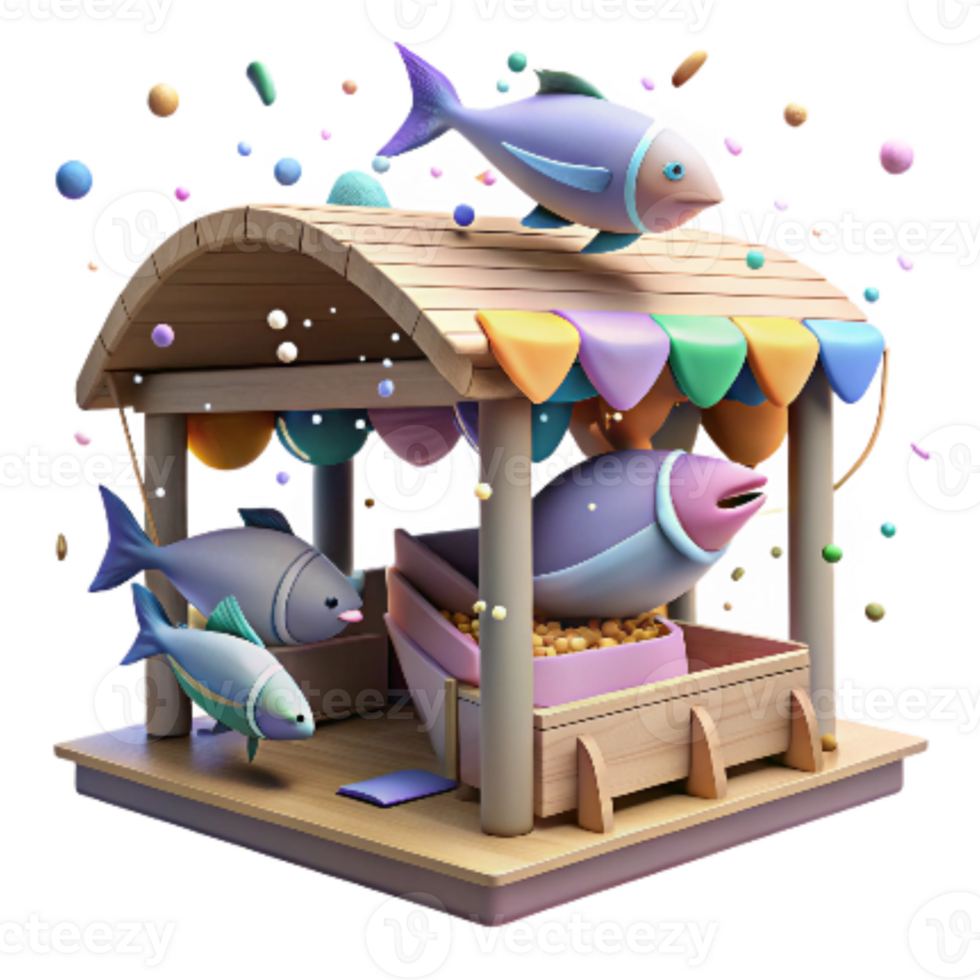 magnificent contemporary Fish Market with Few Fish Isolated high resolution png