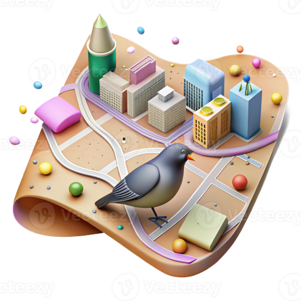 elegant artistic Birdseye View City Map Cutout genuine png