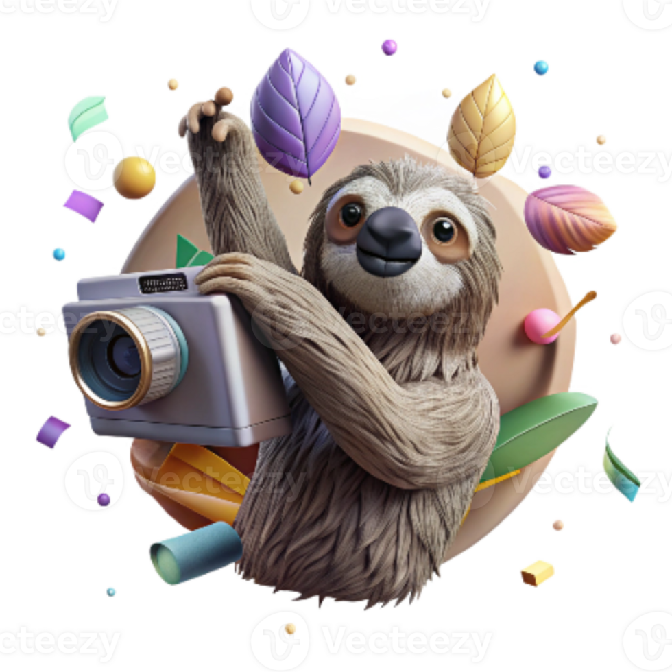 impressive rustic Ai Assisted Camera Trap Capturing Sloth Low Angle Cutout exclusive png