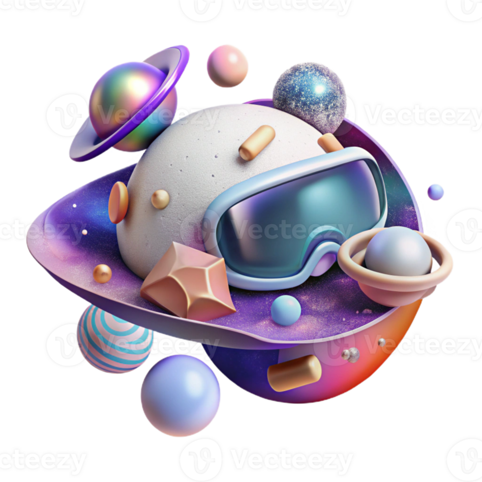 serene abstract Exploring Outer Space in Vr Transparent high quality png