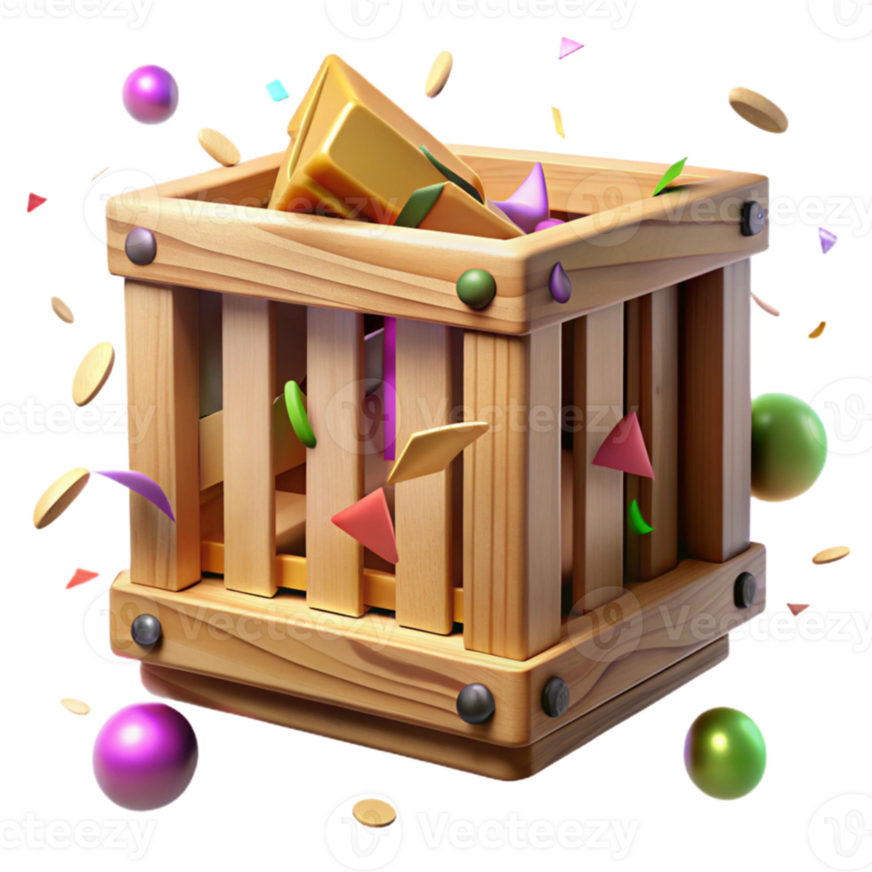 stunning artistic Empty Animal Crate Cutout with Wooden Slats detailed png