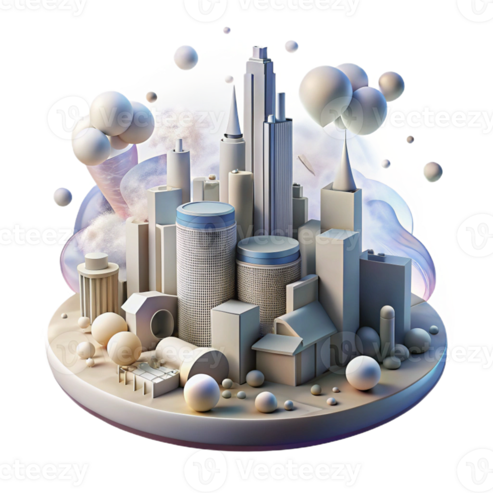 wonderful artistic Air Pollution City Skyline Hazy Transparent Background png