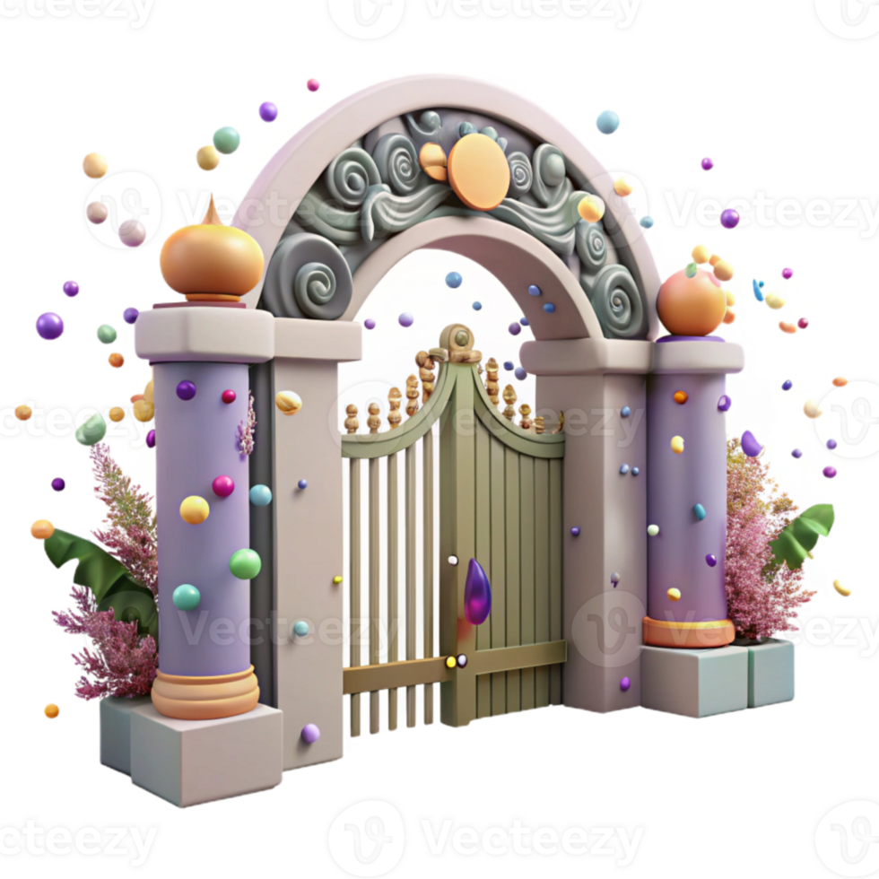 stunning vintage Community Garden Gate Open Entrance Transparent Background genuine png