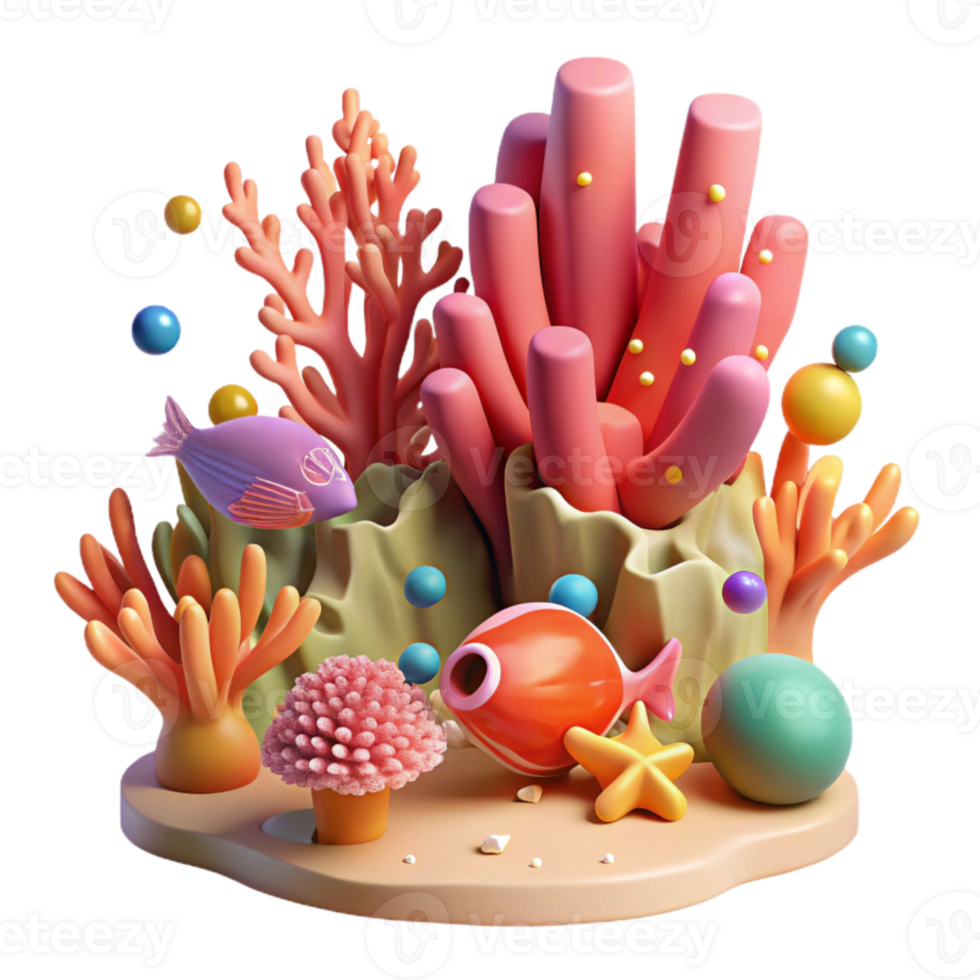 stunning traditional Coral Reef Cutout with Diver Silhouette Isolated original png