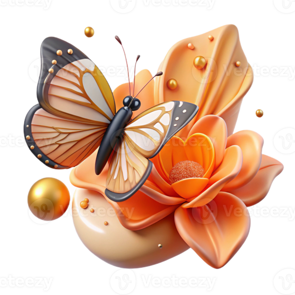 wonderful creative Butterfly on Orange Blossom Cutout exclusive png