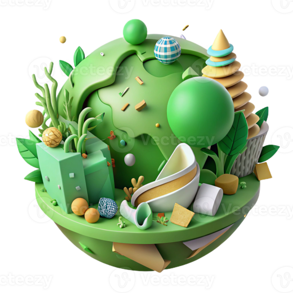 elegant contemporary Deforestation Impact Illustration Isolated with Green Tint detailed png