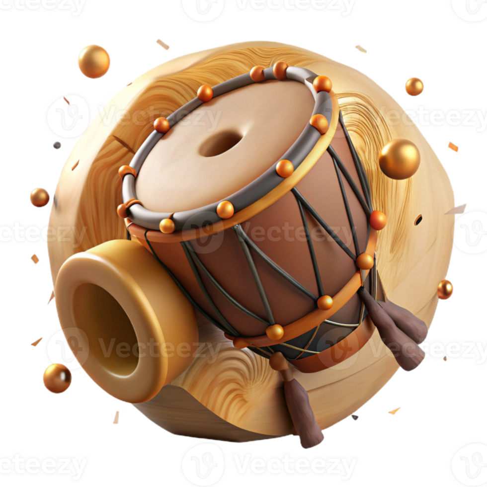 magnificent vintage Ceremonial Drum with Animal Hide Isolated high quality png