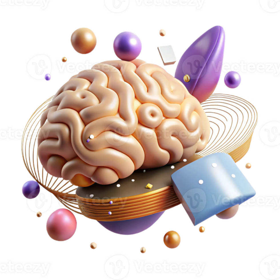 magnificent artistic Floating Brain with Binary Code Overlay Cutout exclusive png