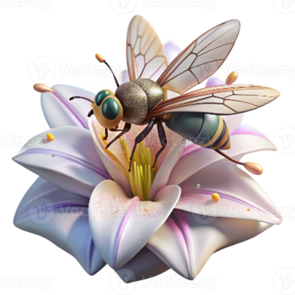 serene abstract Close Up of Hoverfly on Sunflower Transparent Background premium png