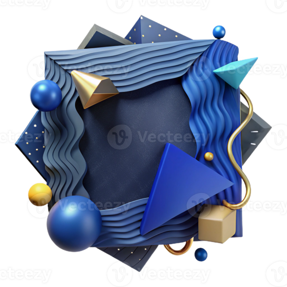 vibrant contemporary Dark Blue Geometric Border Cutout png