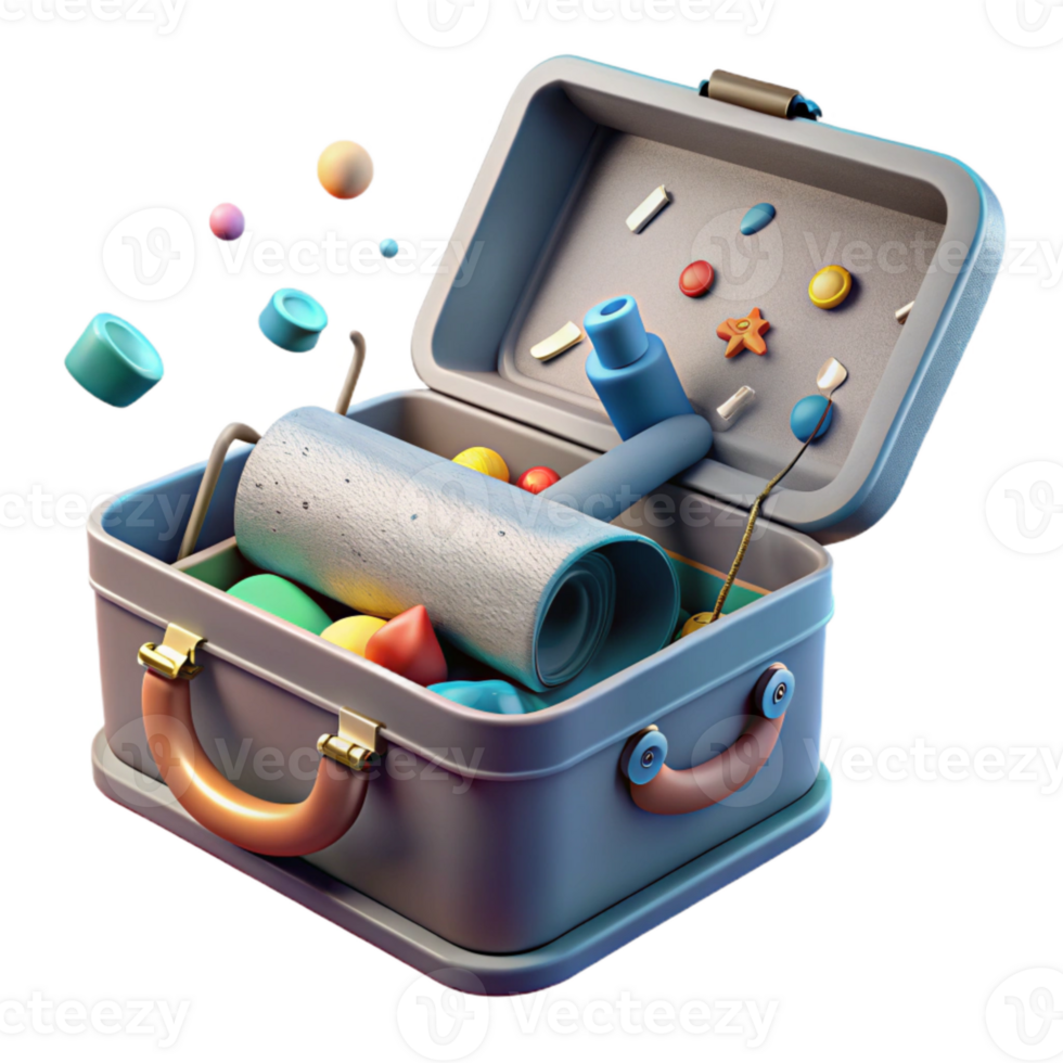 beautiful modern Empty Fishing Tackle Box Isolated Open View authentic png