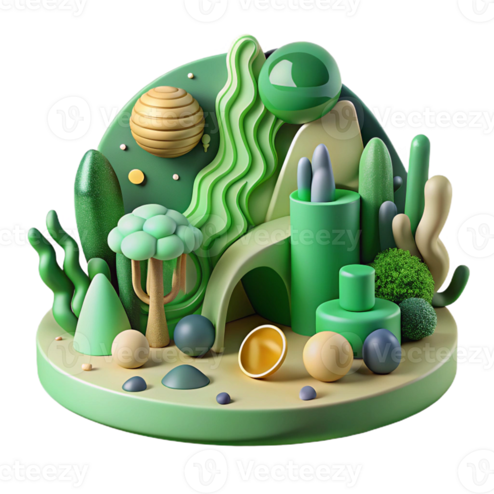 serene minimalist Ecosystem Health Illustration Green Hues Cutout high resolution png
