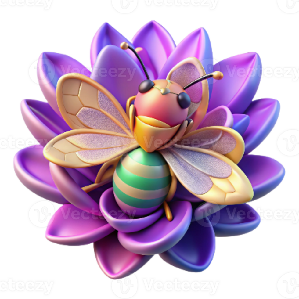 extraordinary abstract Brightly Colored Bee on Orange Blossom Isolated png