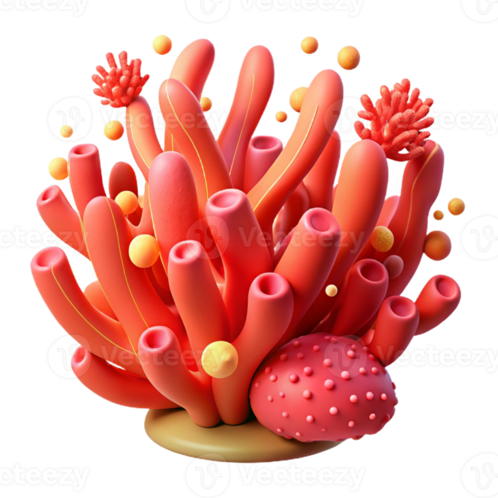 beautiful traditional Coral Reef Isolated Element with Starfish Detail authentic png