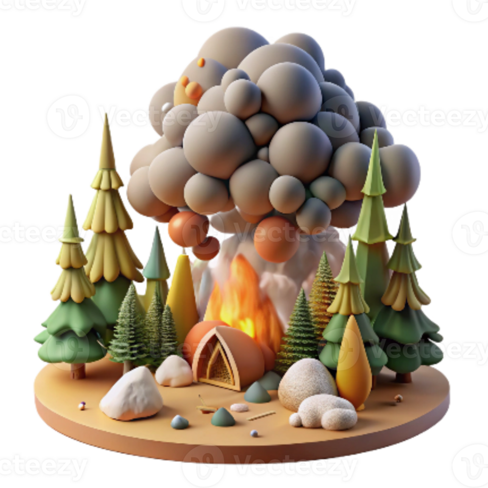 wonderful abstract Forest Fire with Smoke Plume Cutout professional png