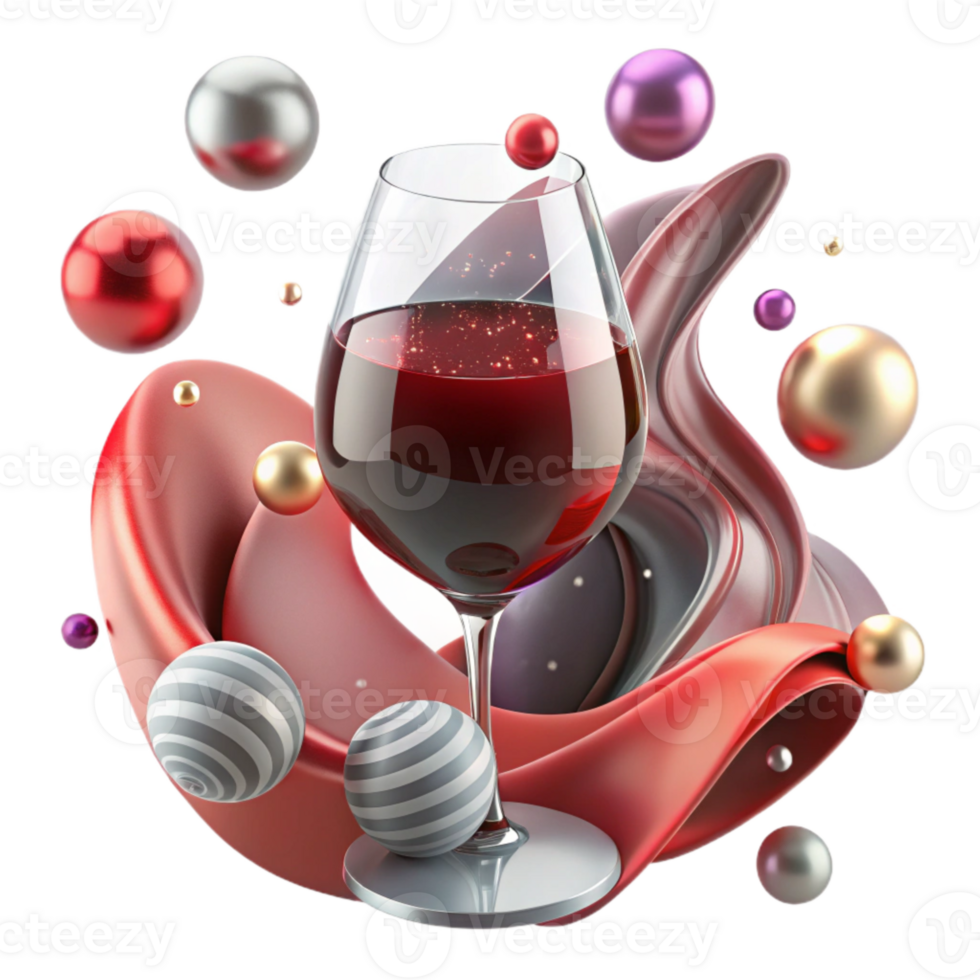 dramatic minimalist Glass of Red Wine Transparent Background detailed png