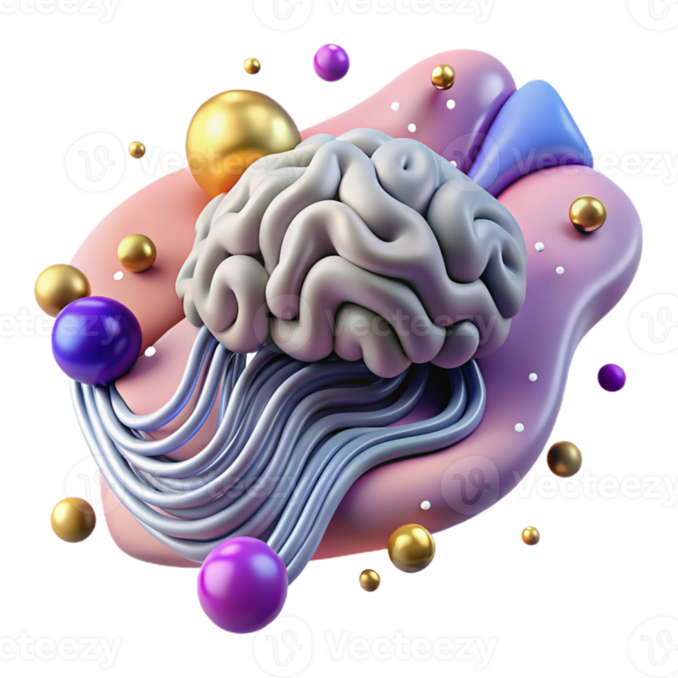 beautiful contemporary Binary Code Stream Flowing Around a Brain Cutout professional png