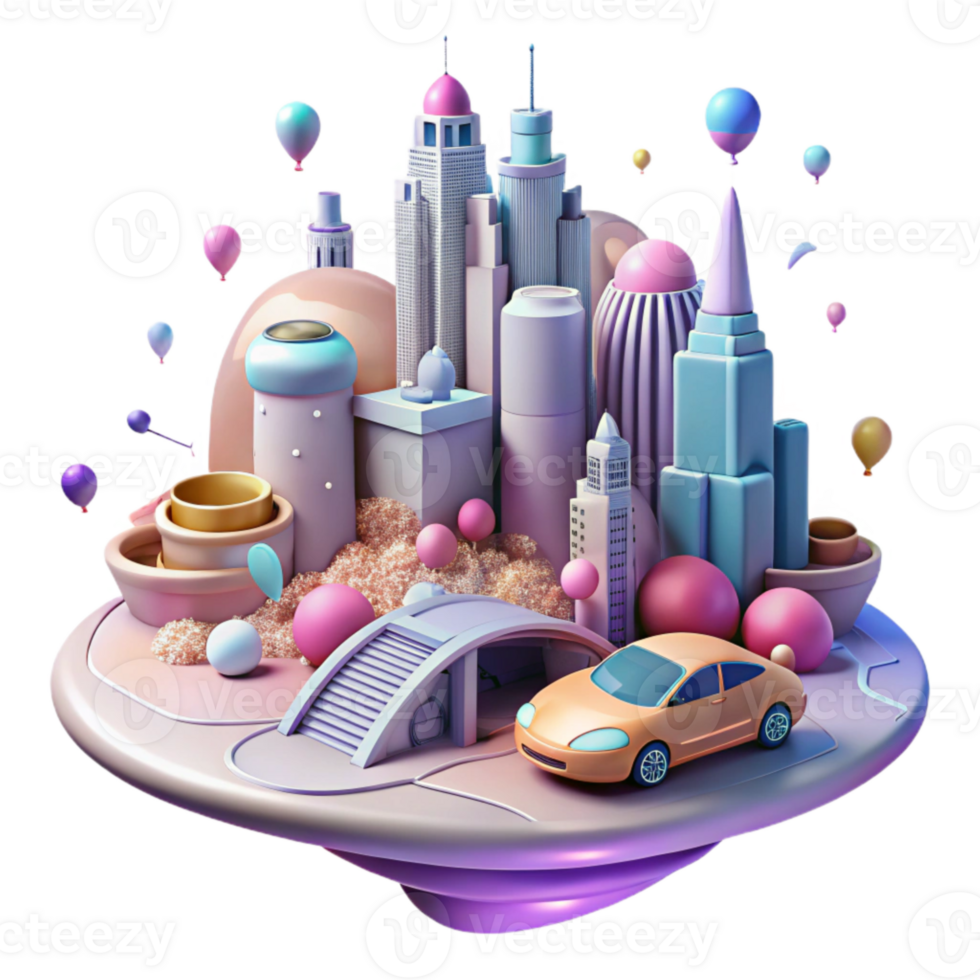 wonderful minimalist Cutout Futuristic Cityscape with Flying Cars authentic png
