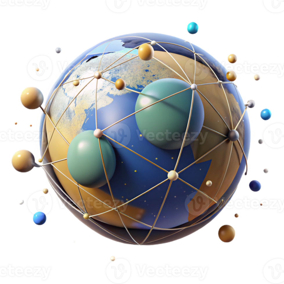 impressive abstract Earth Globe with Network Lines Transparent premium png
