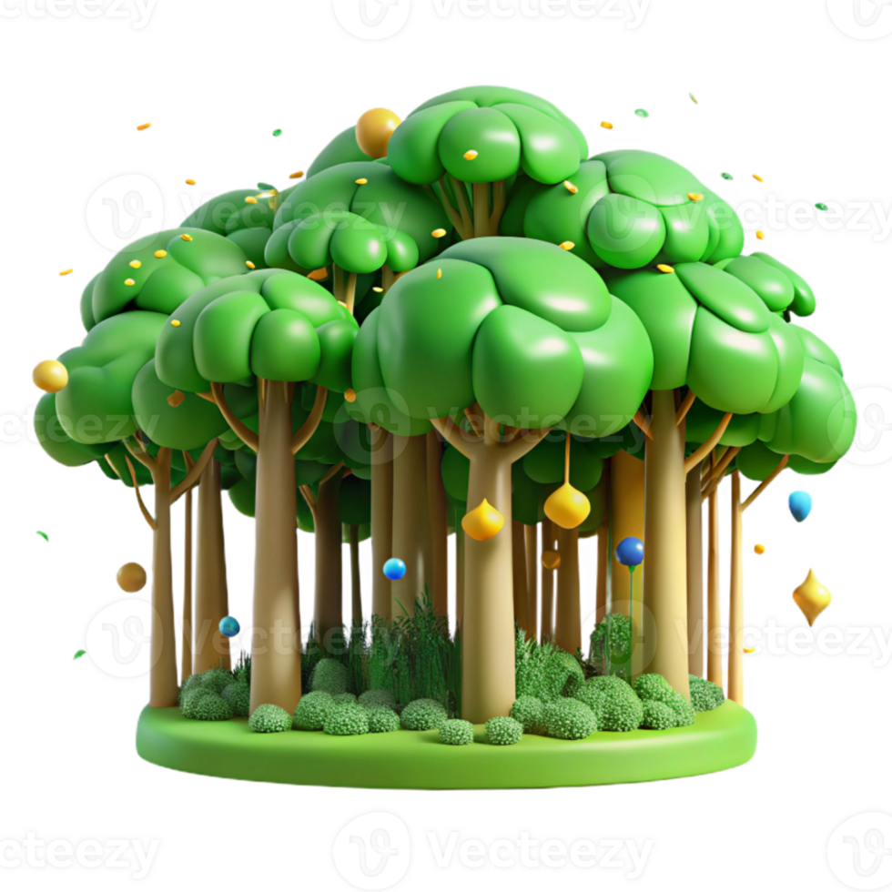 vibrant minimalist Bright Green Forest Canopy Cutout Transparent Background png