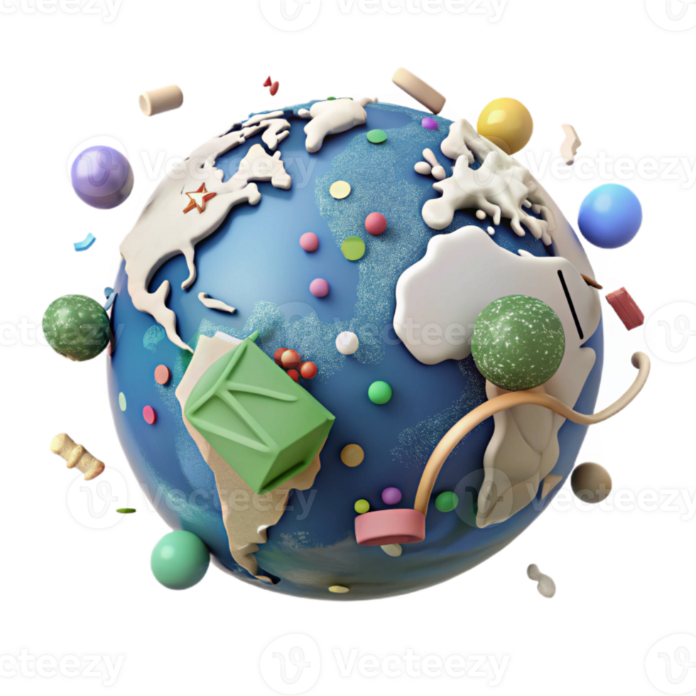 vibrant abstract Global Map Environmental Issues Transparent Background exclusive png