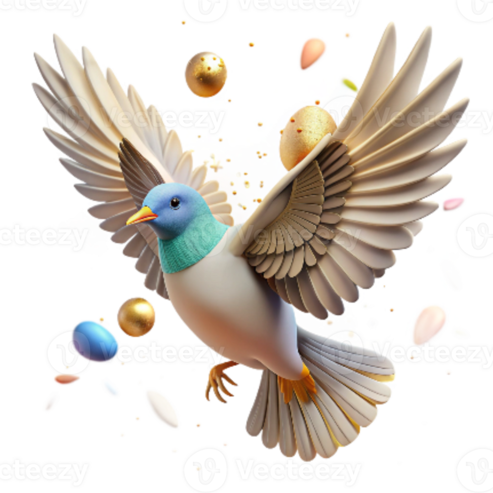 impressive contemporary Bird in Flight with Clouds Isolated Element authentic png