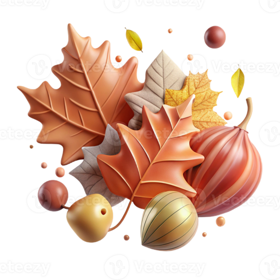 wonderful vintage Fallen Autumn Leaves Isolated Element premium png
