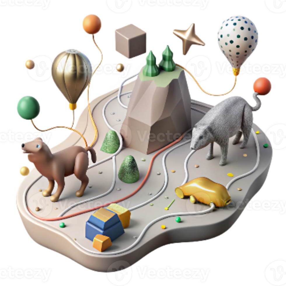 vibrant modern Computer Generated of Animal Migration Route Dynamic Lines Transparent Background professional png