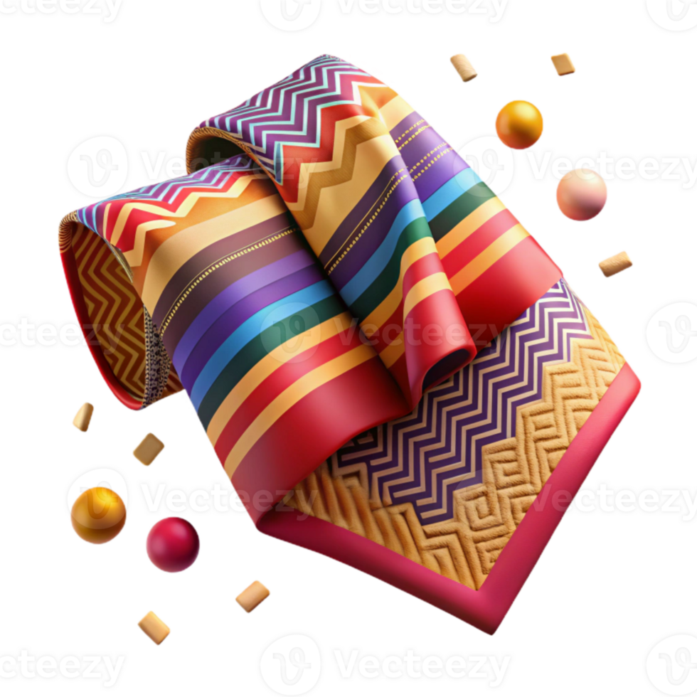 extraordinary artistic Bolivian Aguayo Textile with Geometric Design Isolated exclusive png