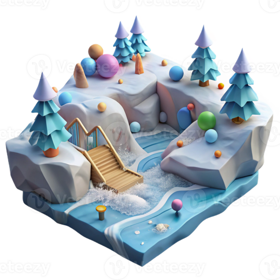 beautiful modern Frozen River Landscape Isolated Element Winter Scene exclusive png