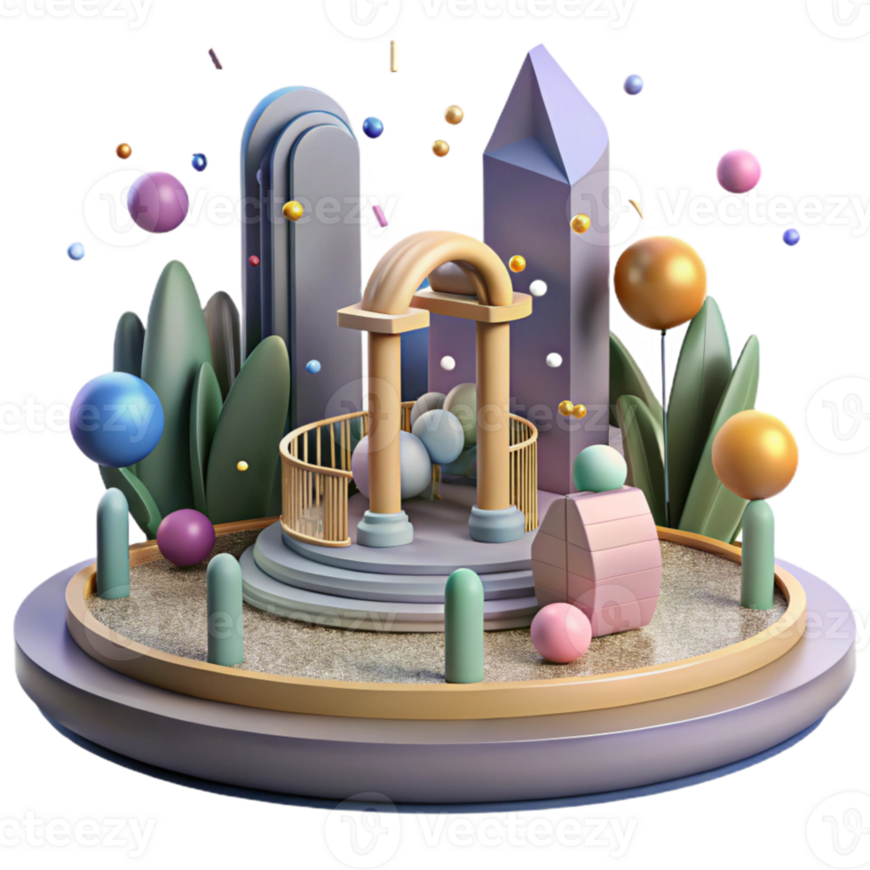magnificent vintage City Park with Sculpture Isolated premium png