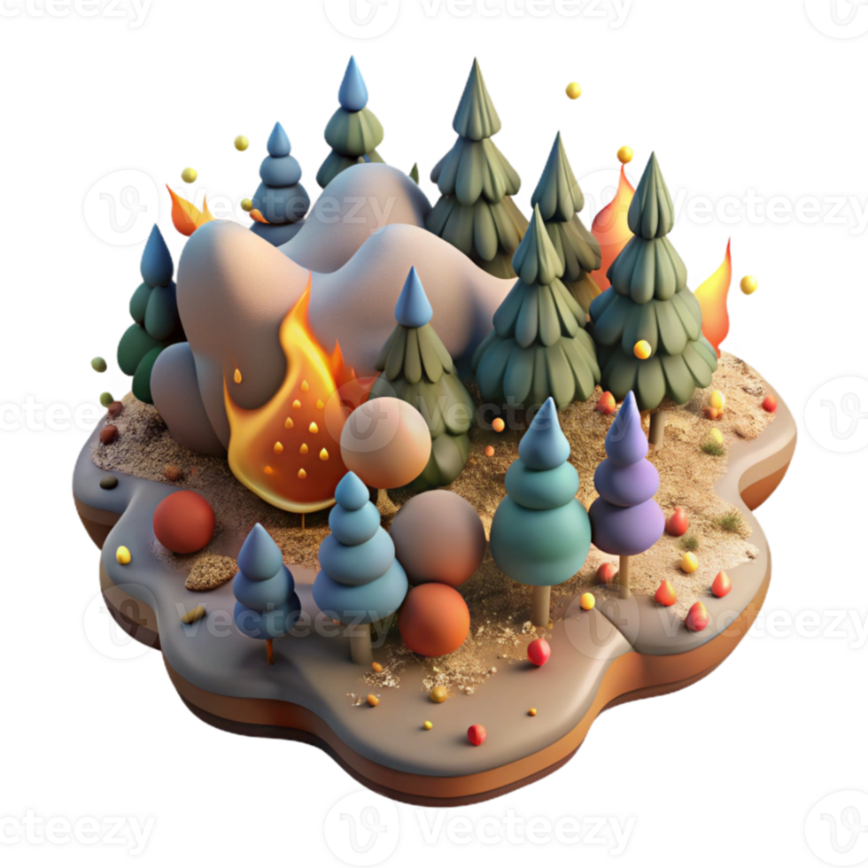 wonderful classic Forest Fire Damage Aerial View Isolated Element premium png