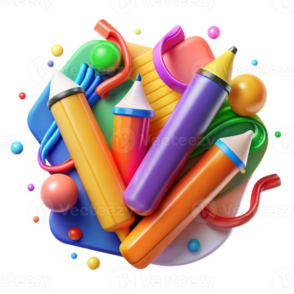 serene artistic Colorful Markers Creative Design Collaboration Transparent Background authentic png