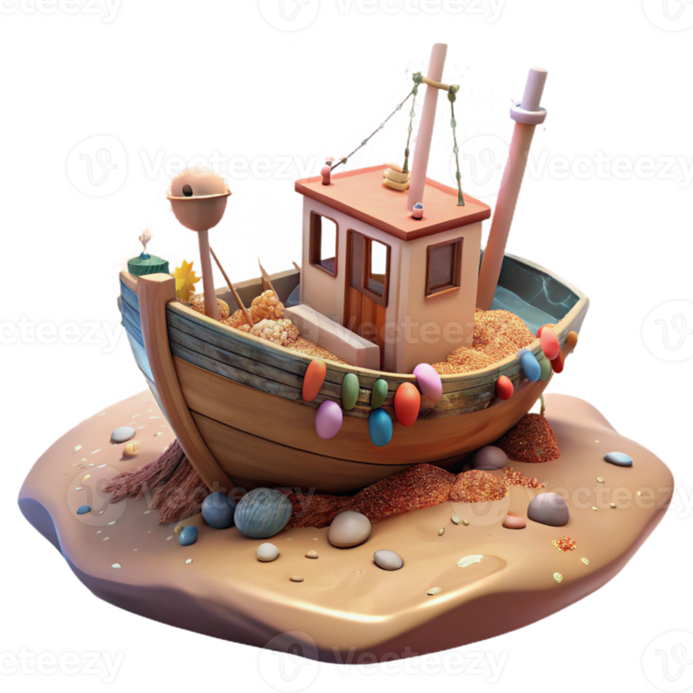 impressive artistic Empty Fishing Boat on Dry Land Transparent Background Fishing Industry Decline professional png
