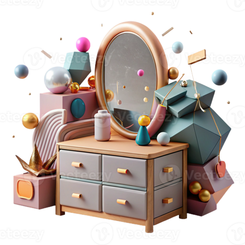 extraordinary classic Bedroom Dresser with Mirror Front View Transparent authentic png