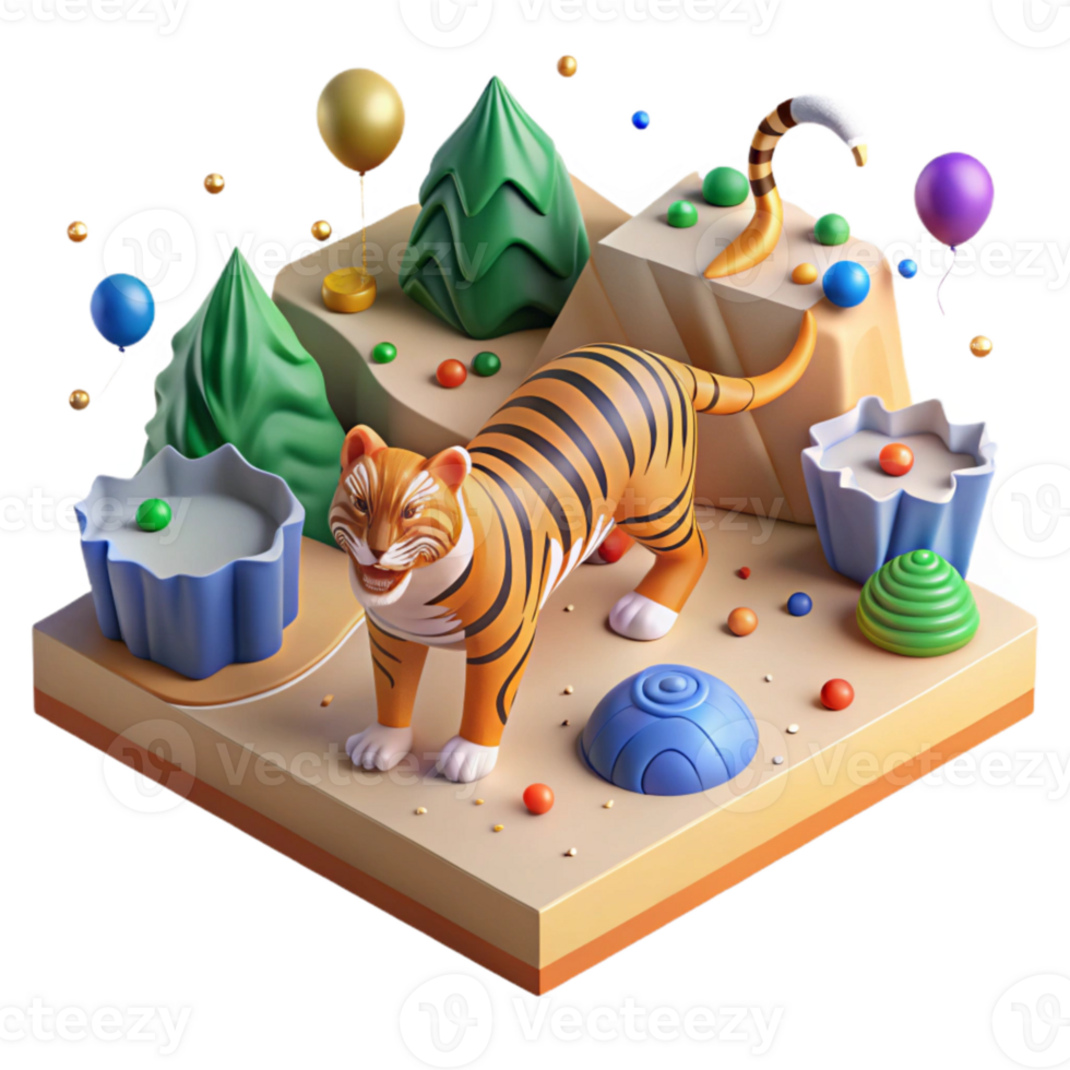 elegant artistic Ai Mapping Tiger Territory Cutout exclusive png