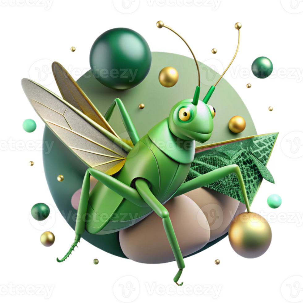 beautiful traditional Dark Green Grasshopper with Transparent Background genuine png