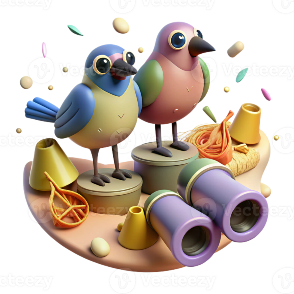 beautiful minimalist Bird Watching Group with Binoculars Isolated Cutout genuine png