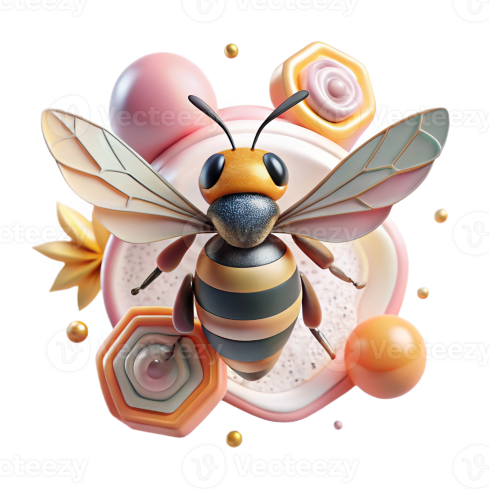 impressive vintage Bee in Flight Front View Transparent Background authentic png