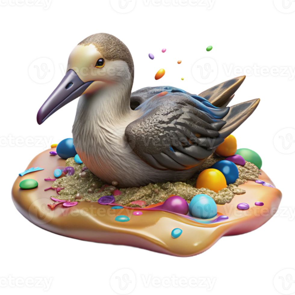 elegant minimalist Dead Seabird on Oil Spill Transparent Background Top View authentic png