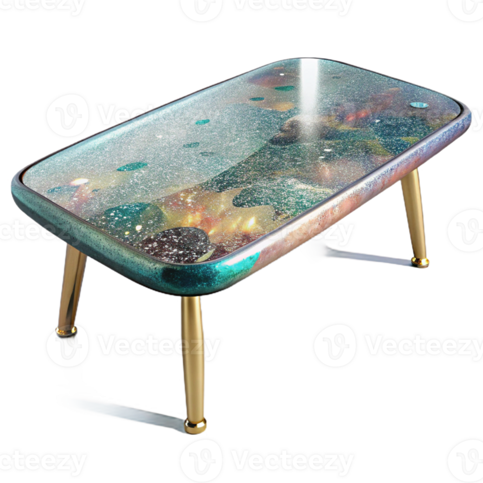 stunning artistic Glass Coffee Table with Metal Legs Isolated exclusive png