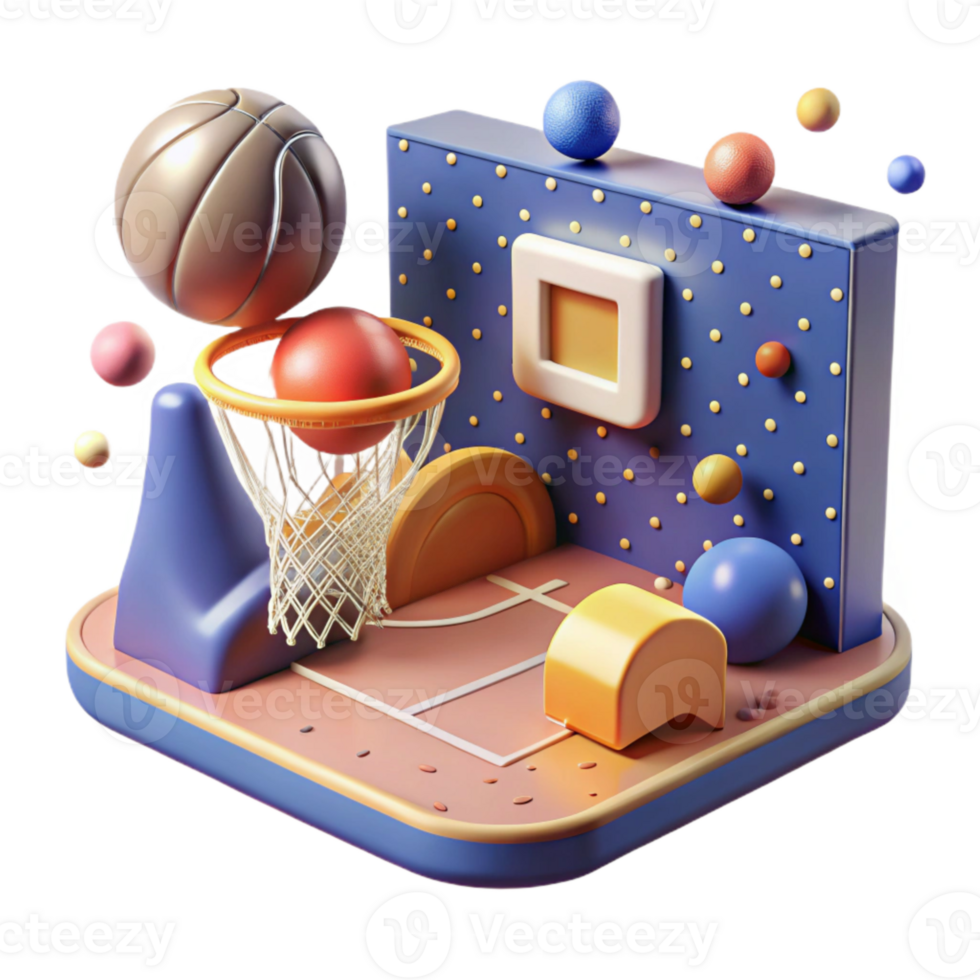 wonderful rustic Basketball Court with Hoop Isolated professional png