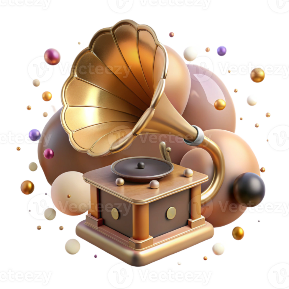 magnificent modern Antique Gramophone with Horn Cutout high resolution png