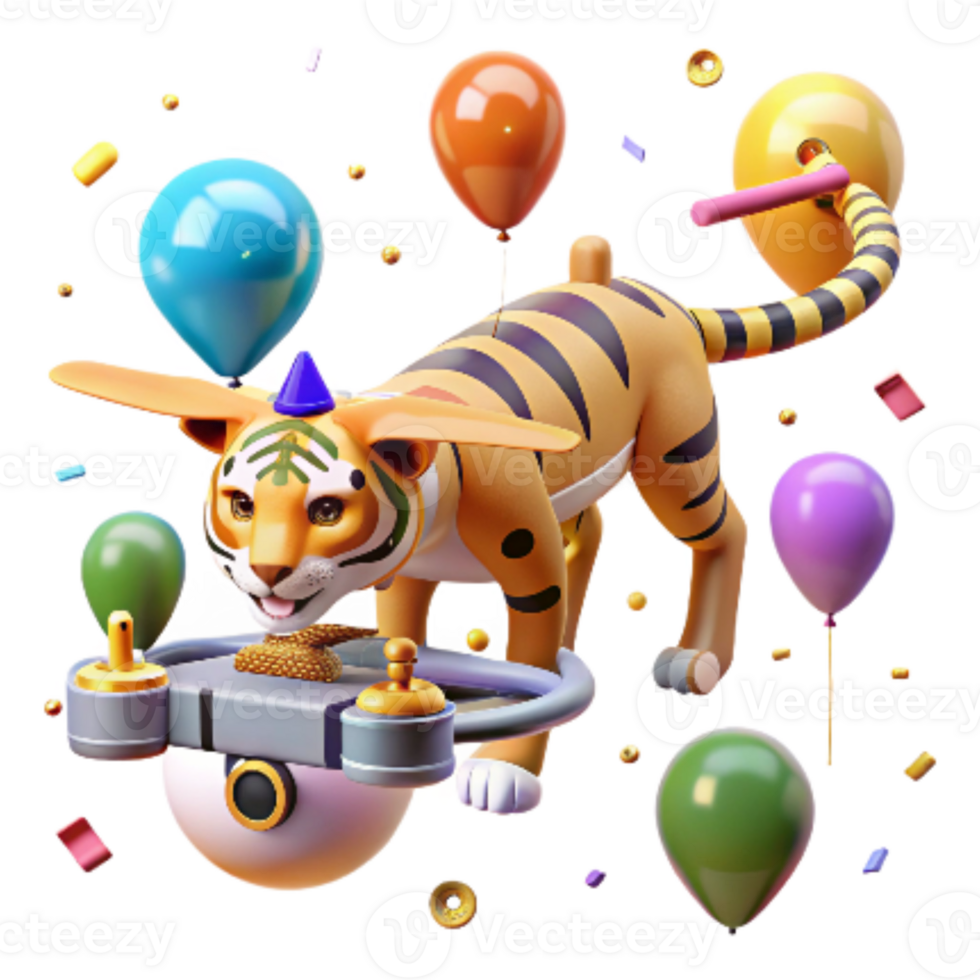 dramatic vintage Drone Monitoring Bengal Tiger Isolated Cutout professional png