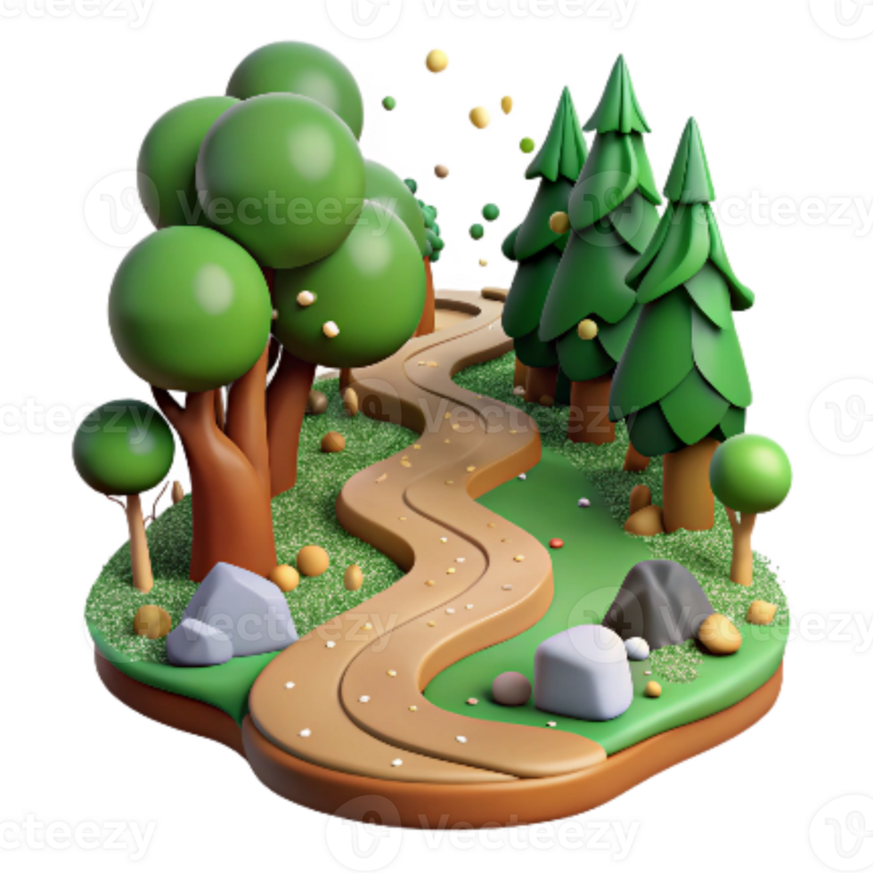 extraordinary abstract Forest Path Winding Trail Cutout Green Brown Hues high resolution png