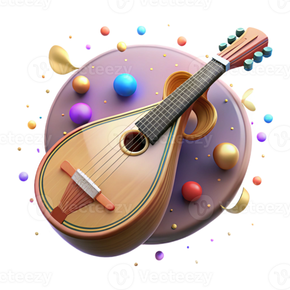 dramatic classic Bouzouki Greek Music String Instrument Isolated Cutout png