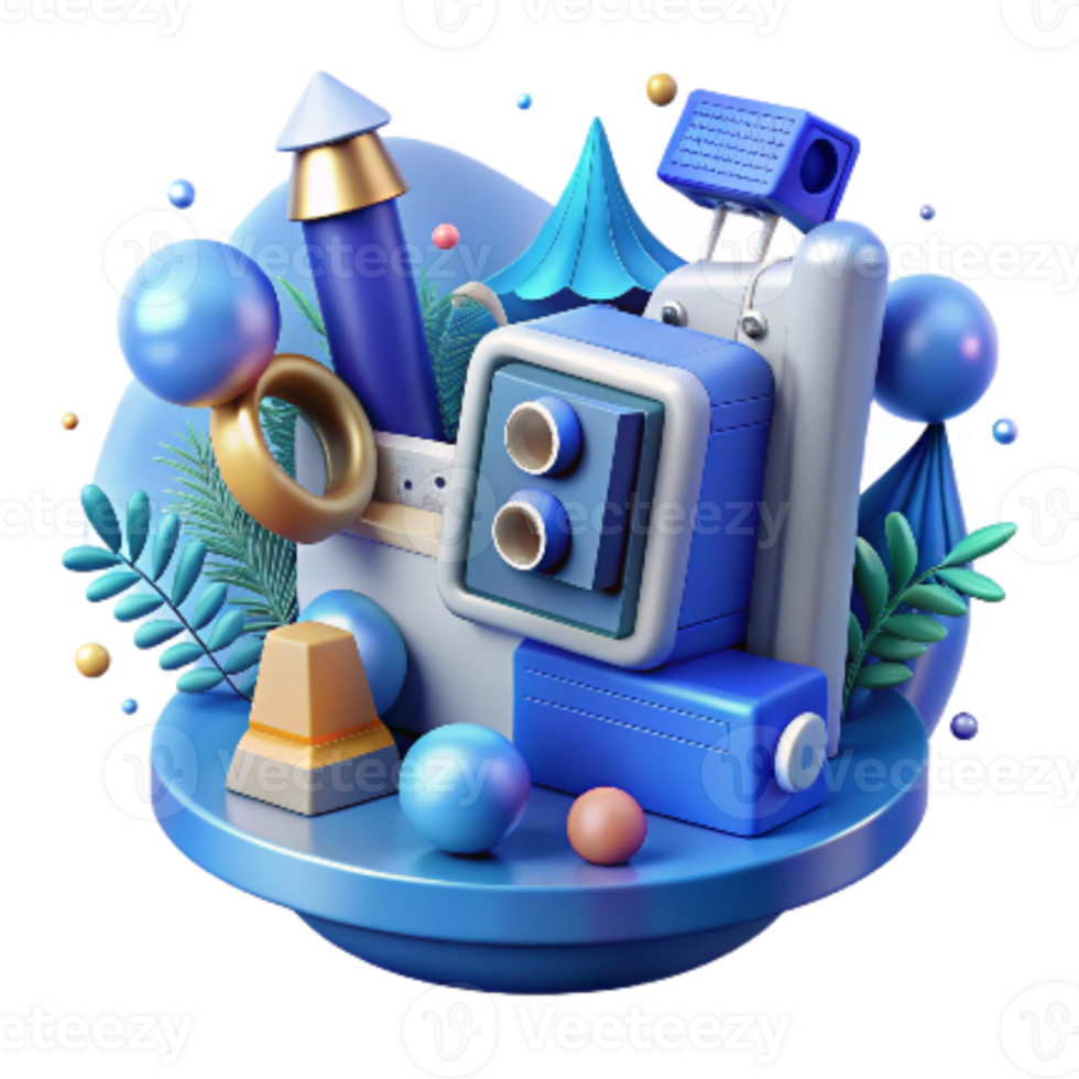 serene modern Automated Wildlife Monitoring System Blue Tone Isolated exclusive png