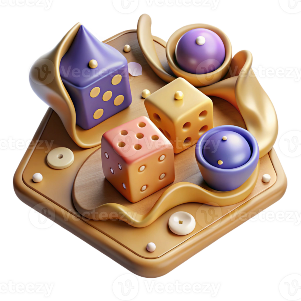 elegant rustic Classic Board Game Pieces Isolated with Dice genuine png